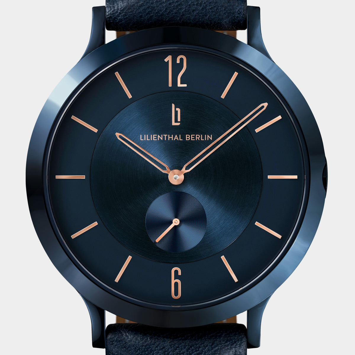 Lilienthal Berlin L1 All Black Mens Watch 42mm Black Dial Leather New Battery Uhr – Lilienthal 1 – Herren – Schwarz – Leder Schwarz  main image 2