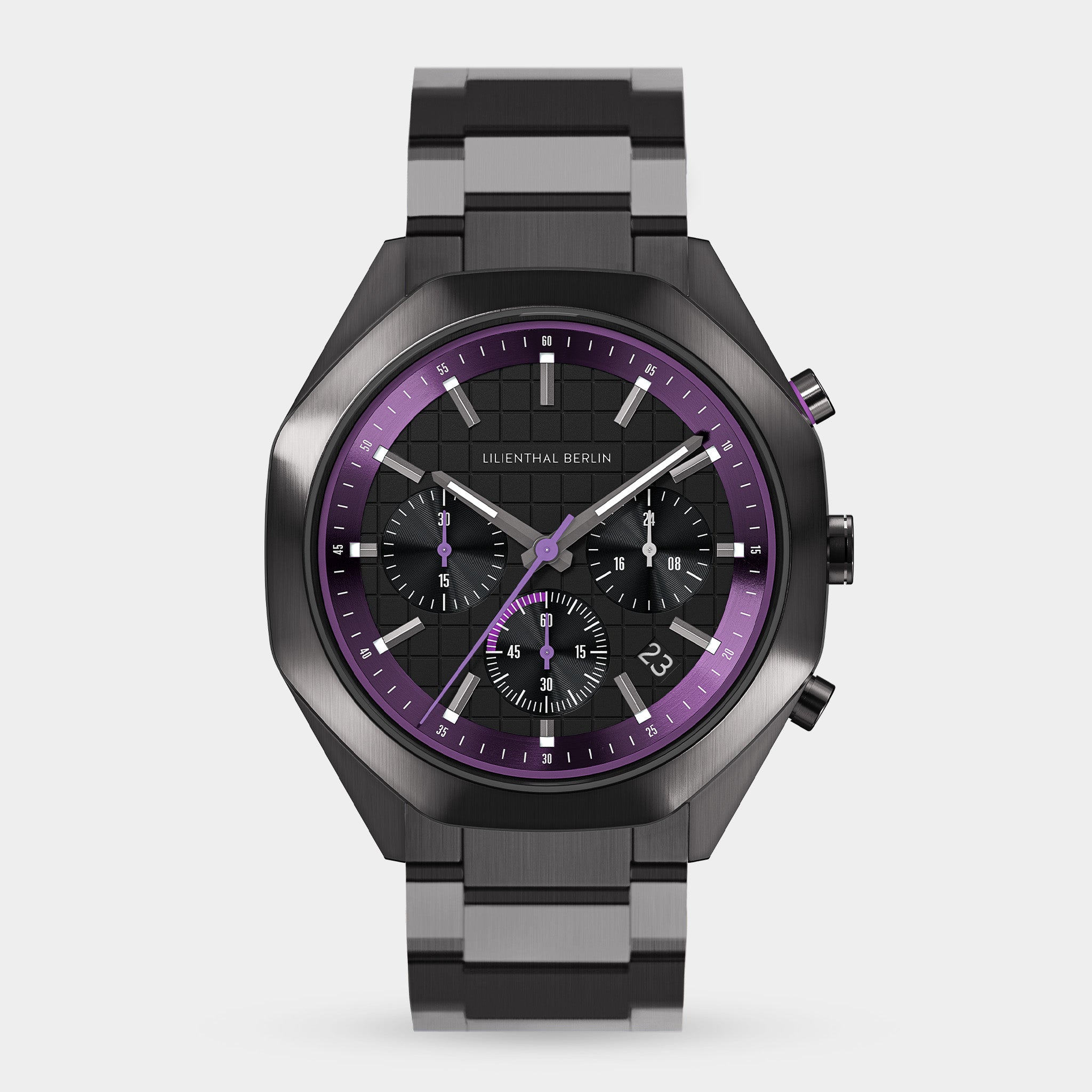 Octachrono Dark Silver Purple Stainless steel Anthracite Brushed